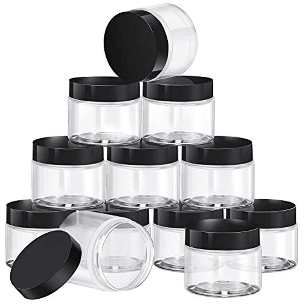 4 Ounce Empty Clear Plastic Slime Jars With Lids and Labels 12