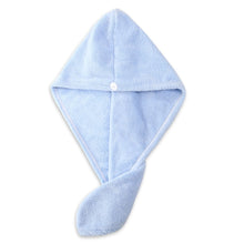 Load image into Gallery viewer, Microfiber Hair Towel,Care Cap with Button,Super Absorbent Hair Towel Wrap Fast Drying Hair Wraps for Women Bathroom Accessories
