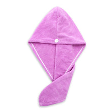Load image into Gallery viewer, Microfiber Hair Towel,Care Cap with Button,Super Absorbent Hair Towel Wrap Fast Drying Hair Wraps for Women Bathroom Accessories
